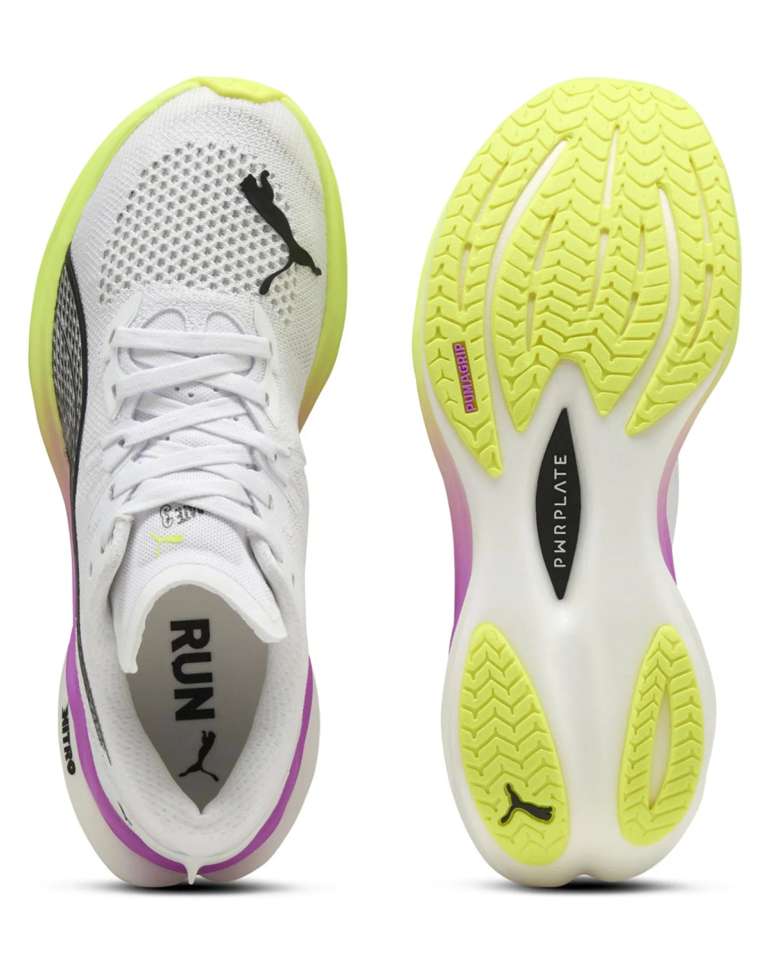 PUMA - SNEAKERS DA DONNA BIANCA, NERA, VIOLA E GIALLA DEVIATE NITRO 3, 309708-18