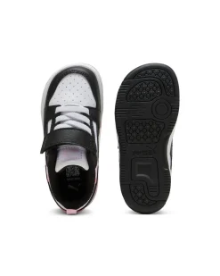 PUMA - SNEAKERS KIDS REBOUND V6 LO AC+TD BIANCHE CON DETTAGLI NERI E ROSA DAL 20 AL 27, 397420-37
