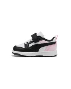 PUMA - SNEAKERS KIDS REBOUND V6 LO AC+TD BIANCHE CON DETTAGLI NERI E ROSA DAL 20 AL 27, 397420-37