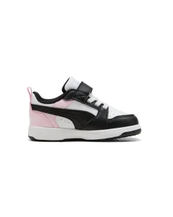 PUMA - SNEAKERS KIDS REBOUND V6 LO AC+TD BIANCHE CON DETTAGLI NERI E ROSA DAL 20 AL 27, 397420-37