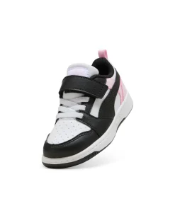 PUMA - SNEAKERS KIDS REBOUND V6 LO AC+TD BIANCHE CON DETTAGLI NERI E ROSA DAL 20 AL 27, 397420-37
