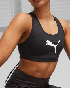 PUMA - Top nero in tessuto traspirante con logo nero