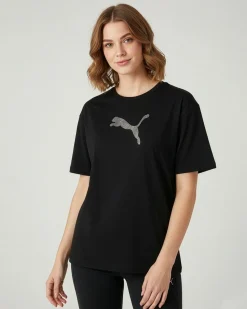 PUMA - T-SHIRT DONNA  NERA MEZZA MANICA  ESS GRAPHICS LEO LUXE, 634566-01