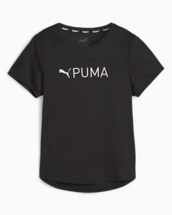 PUMA TSHIRT FIT ULTRAVREATHE TEE - Tshirt nera da donna con logo bianco - 52384456