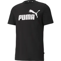 PUMA - T shirt girocollo da uomo nera in cotone con logo bianco