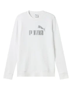 PUMA -T SHIRT MANICA LUNGA BIANCA  ESSENTIAL+TEXTURED FOIL BIG DA DONNA, 688911-02