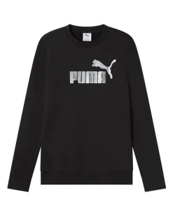 PUMA -T SHIRT MANICA LUNGA NERA  ESSENTIAL+TEXTURED FOIL BIG DA DONNA, 688911-01
