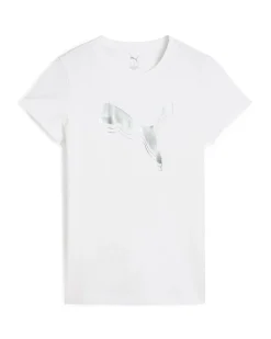 PUMA -T-SHIRT MEZZA MANICA BIANCA ESSENTIAL METALLIC TEE DA DONNA, 684995-02