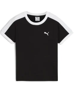 PUMA - T-SHIRT NERA E BIANCA T7 SLIM DA DONNA, 632129-01