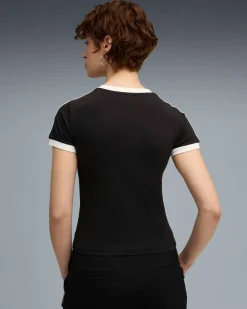 PUMA - T-SHIRT NERA E BIANCA T7 SLIM DA DONNA, 632129-01