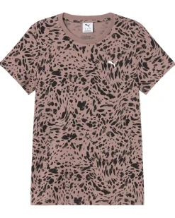 PUMA - T-SHIRT NERA E MARRONE ROSATO ESSENTIALS GRAPHICS ANIMAL PRINTED  DA DONNA, 694712-88