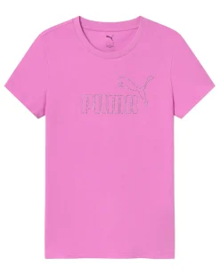 PUMA - T-SHIRT ROSA ESSENTIAL DA DONNA CON LOGO STRASS 693519-74