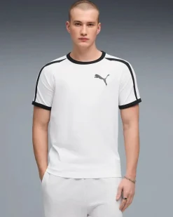 PUMA - T-SHIRT UOMO MEZZA MANICA BIANCA E NERA E T7 BIG CAT RINGER TEE AL.SNOW, 635242-02