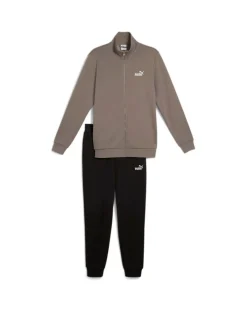 PUMA - TUTA COMPLETA FULL ZIP TAUPE E NERA ESSENTIAL SWEAT SUIT - DA UOMO, 684848-93