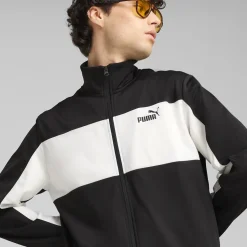 PUMA -TUTA COMPLETA NERA E BIANCA FULL ZIP IN ACETATO POLY COLORBLOCK SUIT DA UOMO, 687304-01
