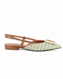 RENATO BALESTRA - Ballerina slingback verde intrecciata con sottopiede in VERA PELLE