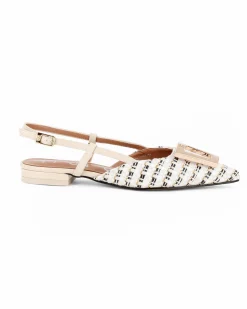 RENATO BALESTRA - Ballerina slingback beige intrecciata con sottopiede in VERA PELLE