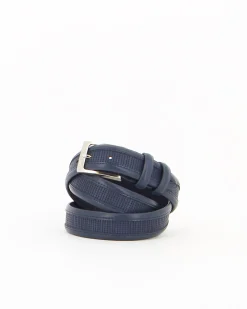 RENATO BALESTRA - Cinta blu con fodera in VERA PELLE