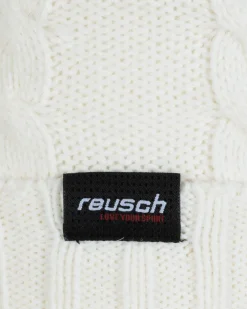 REUSCH - Berretto bianco a maglia con fodera interna in pile e pon e pon - EVE