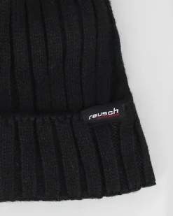 REUSCH - Berretto nero con fodera interna in pile e pon e pon - ALMA