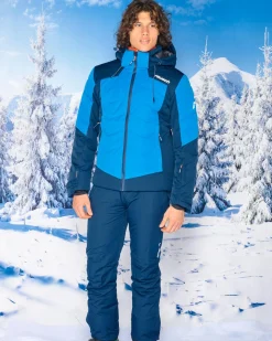 REUSCH - Giacca da sci uomo blu con cappuccio impermeabile traspirante e antivento