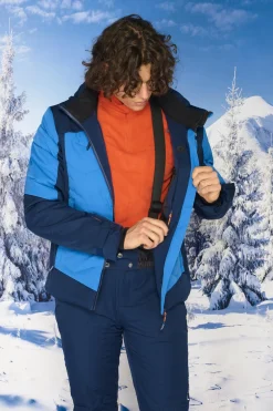 REUSCH - Giacca da sci uomo  blu con cappuccio impermeabile traspirante e antivento