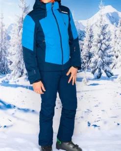 REUSCH - Giacca da sci uomo  blu con cappuccio impermeabile traspirante e antivento