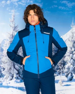REUSCH - Giacca da sci uomo  blu con cappuccio impermeabile traspirante e antivento