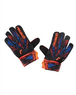 REUSCH - Guanti da portiere bambino neri con dettagli arancioni e blu - ATTRAKT STARTER SOLID JR