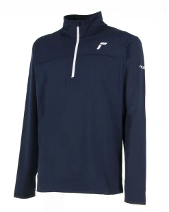 REUSCH - Maglia termica blu da uomo a maniche lunghe con mezza zip frontale