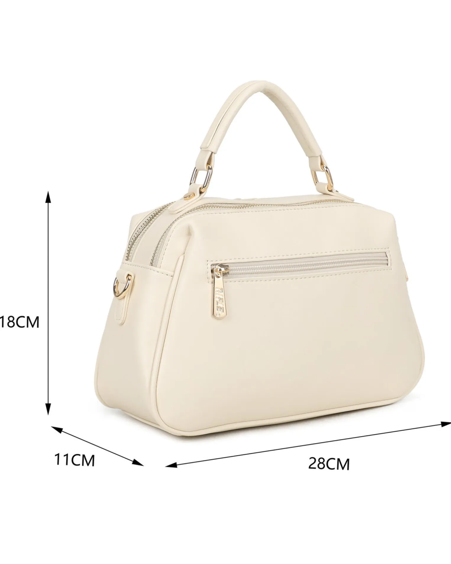 RIFLE - Borsa a mano beige con due scomparti principali e finte tasche frontali, tracolla removibile