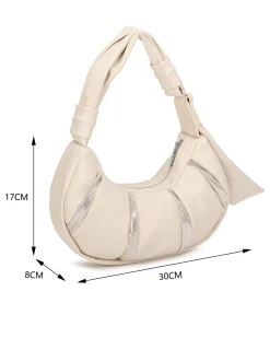 RIFLE - Borsa a spalla beige trapuntata con lustrini, tracolla removibile