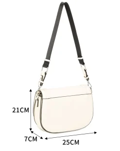 RIFLE - Borsa avorio con tre scomparti interni e treccia sulla patta, tracolla removibile