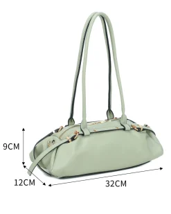 RIFLE - Borsa baguette a spalla verde salvia con fibbie, tracolla removibile