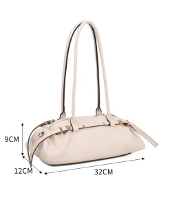 RIFLE - Borsa baguette a spalla nude con fibbie, tracolla removibile