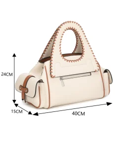 RIFLE - Borsa donna bianca in ecopelle due manici con tasche laterali