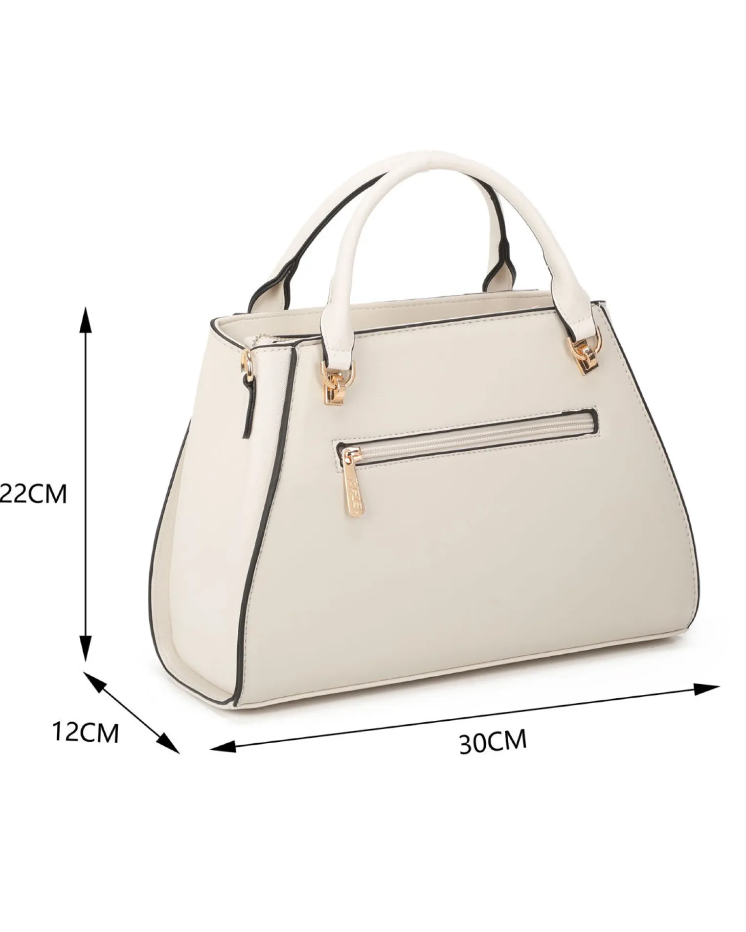 RIFLE - Borsa due manici beige con tasca posteriore, tracolla removibile