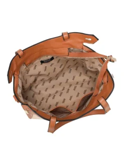 RIFLE - Borsa due manici beige con parte frontale in paglia, tracolla removibile