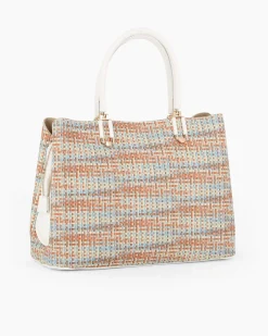 RIFLE - Borsa due manici multicolor effetto intreccio con tre scomparti interni, tracolla removibile