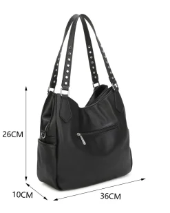RIFLE - Borsa due manici nera con dettaglio cuore pendente, tracolla removibile