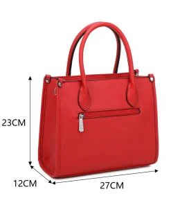 RIFLE - Borsa due manici rossa con tasca posteriore e strass, tracolla removibile