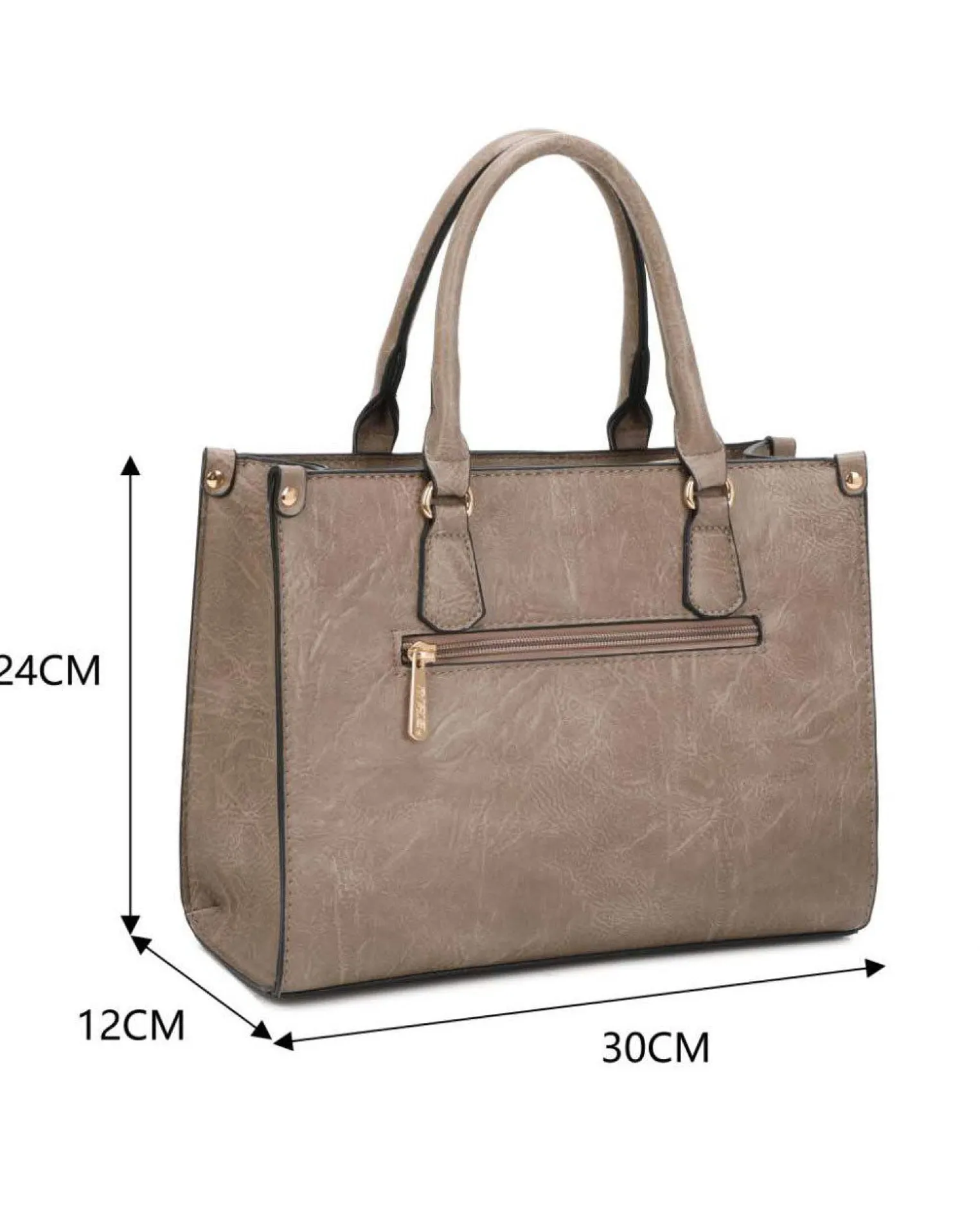 RIFLE - Borsa due manici taupe con parte frontale scamosciata, tracolla removibile