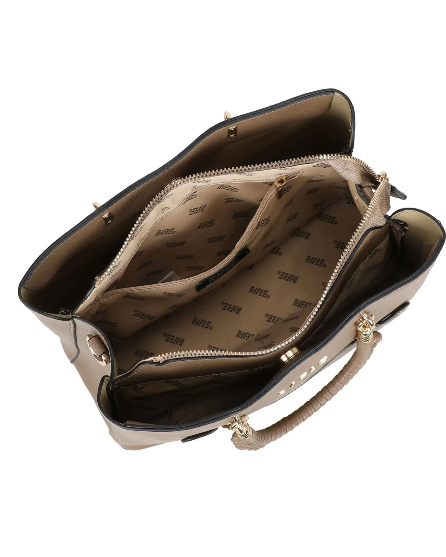 RIFLE - Borsa due manici terra con tre scomparti principali e tasca frontale, tracolla removibile