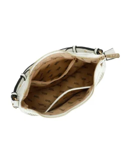 RIFLE - Borsa mezzaluna a spalla bianca con borchie oro, tracolla a catenina removibile