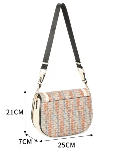 RIFLE - Borsa multicolor effetto intreccio con tre scomparti interni e treccia sulla patta, tracolla removibile