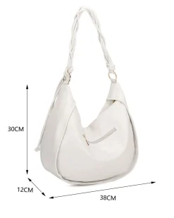 RIFLE - Borsa sacca avorio con parte frontale scamosciata e manico intrecciato , tracolla removibile