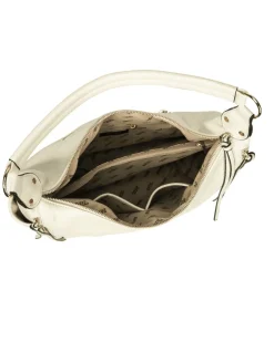 RIFLE - Borsa sacca avorio con zip frontali verticali e tasche laterali, tracolla removibile