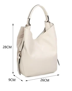 RIFLE - Borsa sacca beige con fibbie laterali e parte frontale scamosciata, tracolla removibile