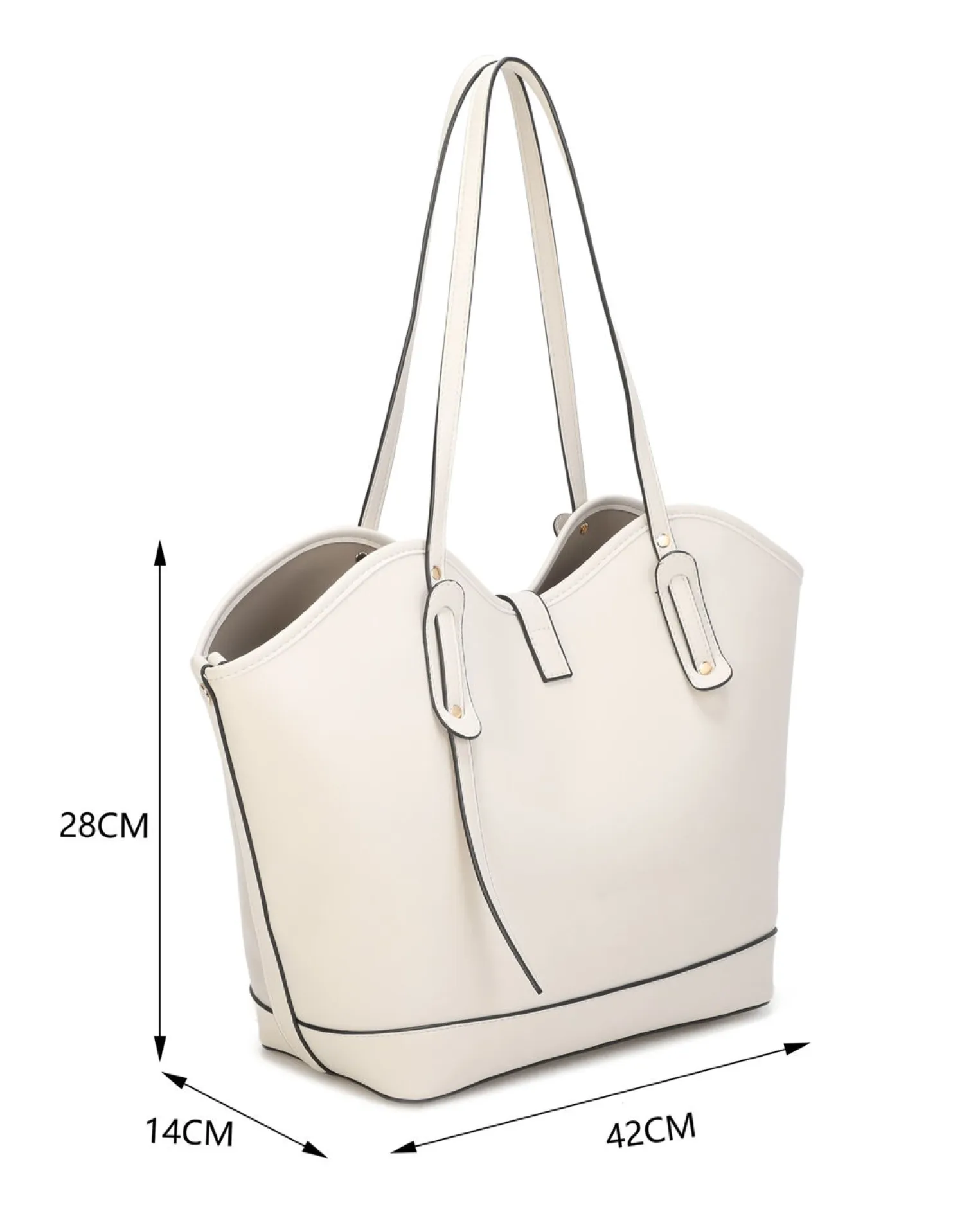 RIFLE - Borsa shopping beige scamosciata con pattina e chiusura a girello, tracolla removibile