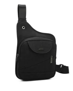 RIFLE - Borsello monospalla nero da uomo con due tasche frontali